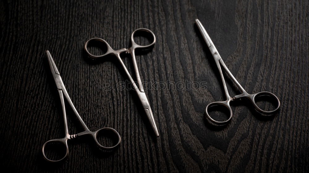 Set of professional barber scissors