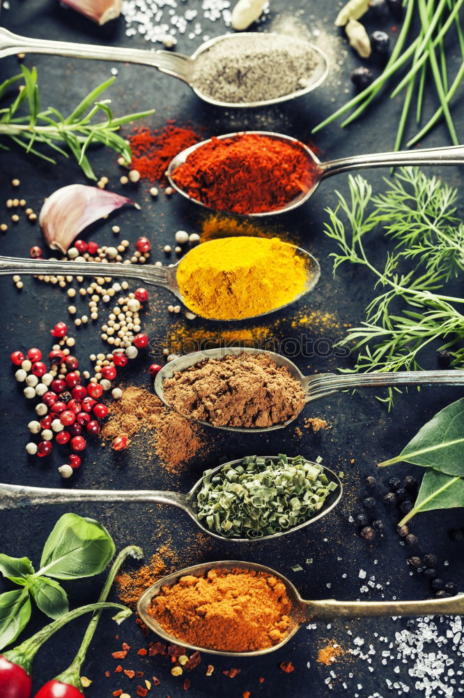 Similar – Image, Stock Photo Colourful spices on the kitchen table