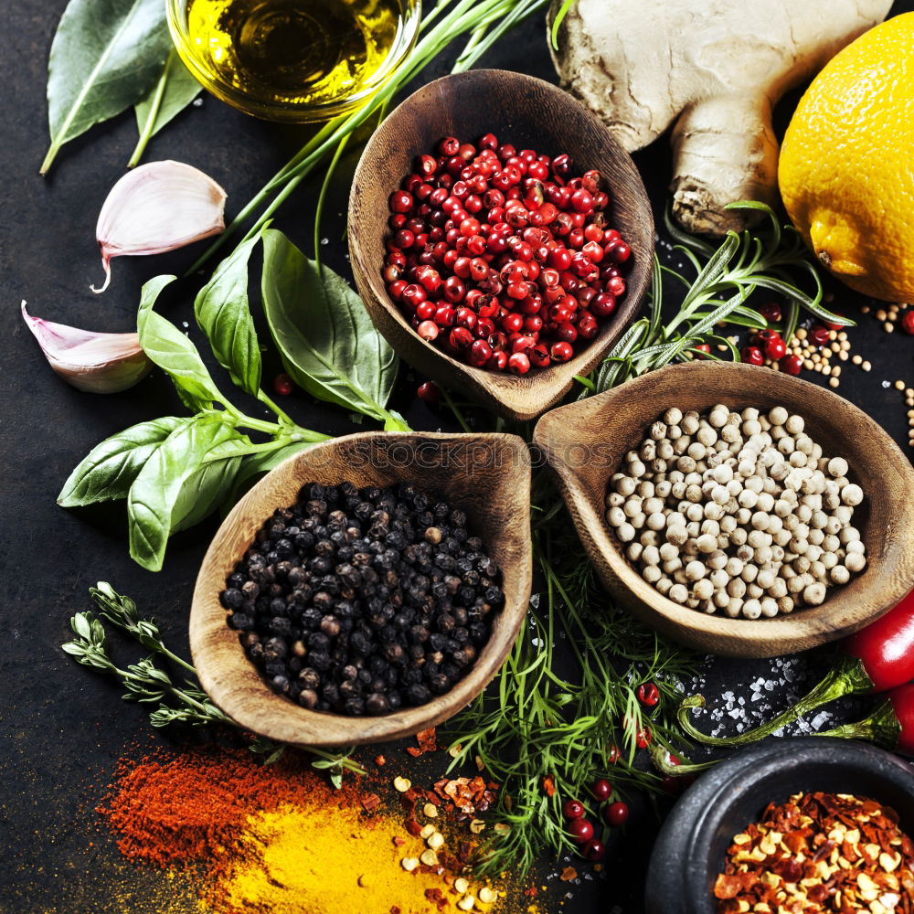 Similar – Image, Stock Photo Set of various spices on table