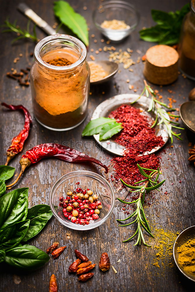 Image, Stock Photo Colourful spices on the kitchen table