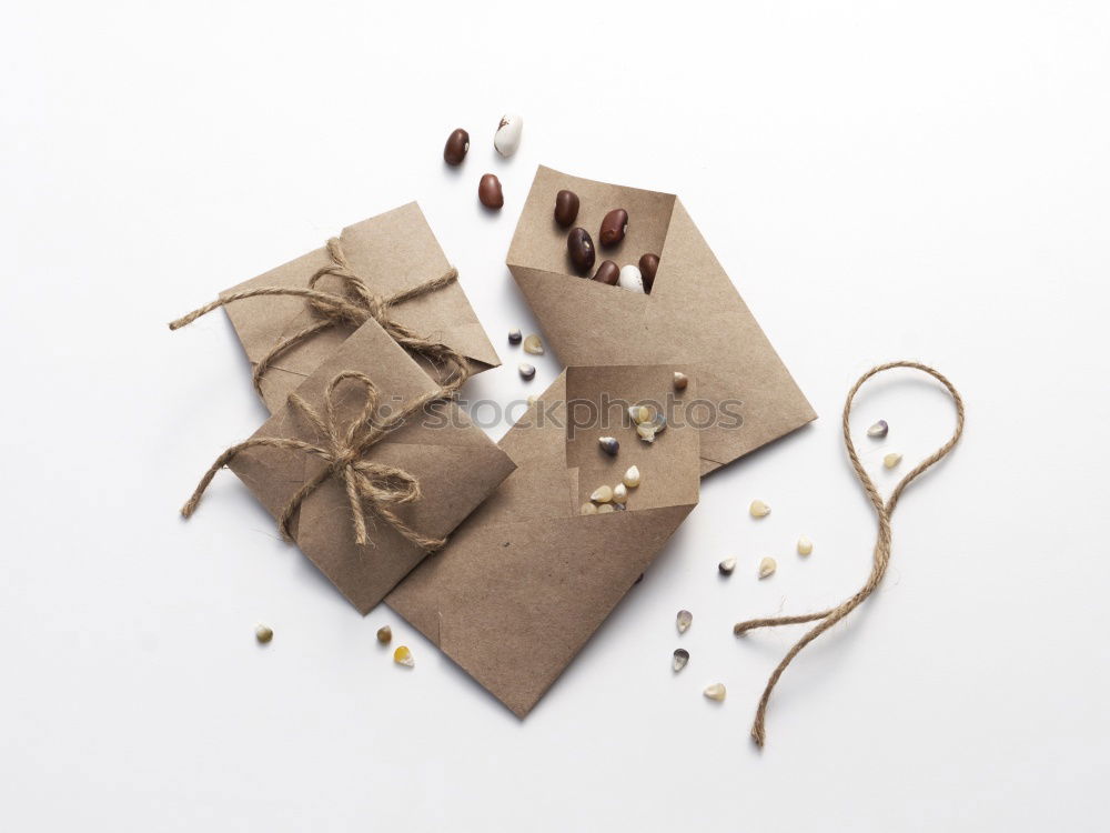 Similar – Kraft paper gift wrapping on white