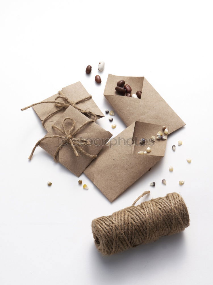 Similar – Image, Stock Photo Handmade gift boxes on brown paper background