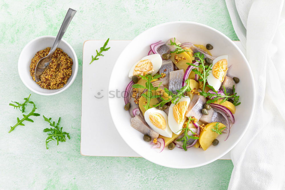 Similar – Image, Stock Photo Quinoa bowl with tomatoes, zucchini and lime