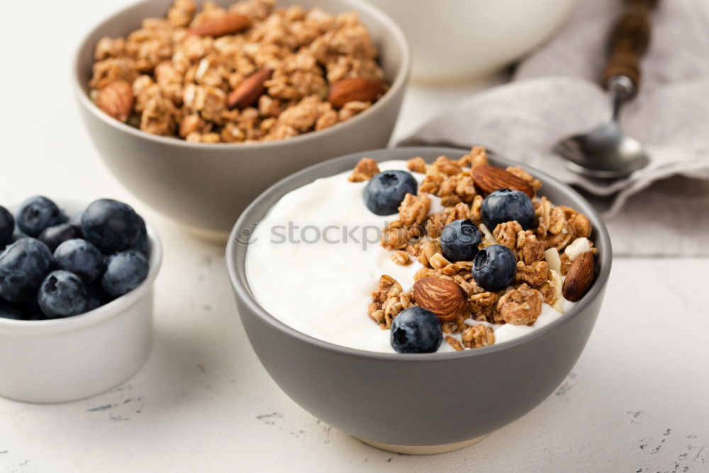 Similar – Image, Stock Photo Breakfast Cereal with Blueberries and Milk