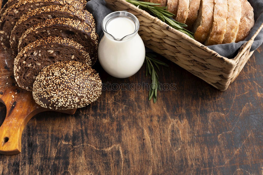 Similar – fresh bread and baked goods on wooden