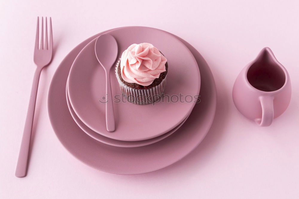 Similar – Image, Stock Photo Sweet pink doughnut and sweet pink drink with jelly candies