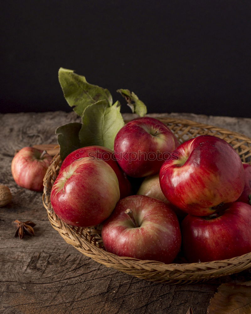 Similar – ripe red peaches in a wooden bowl on a table