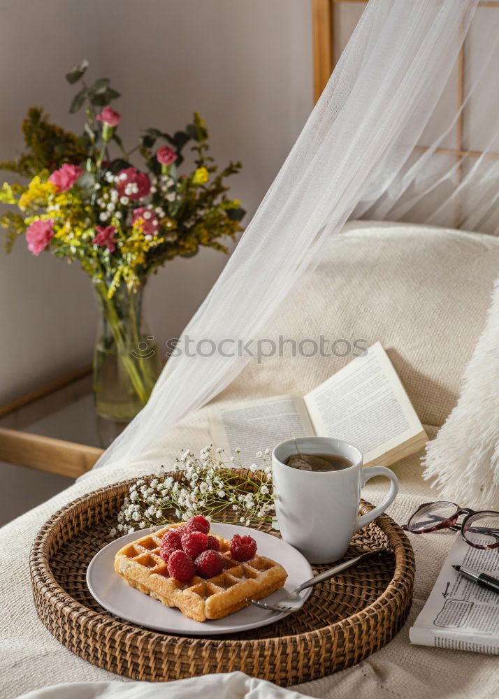 Similar – country breakfast on rustic home kitchen with farm eggs