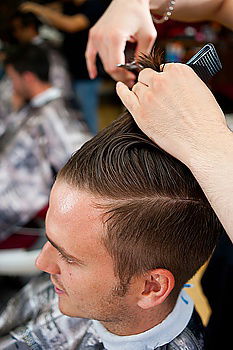 Similar – Image, Stock Photo Barber using grooming machine