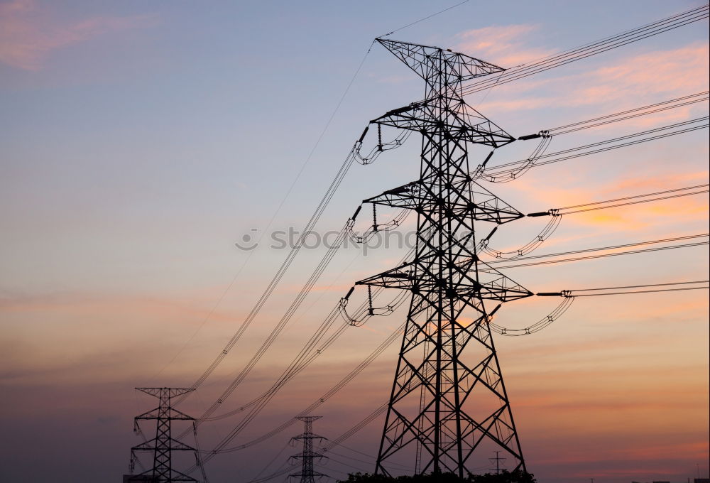 Similar – Power cables and lines on masts, birds and a street lamp