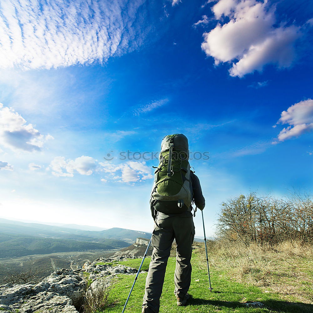 Similar – Silhouette of hiking friends