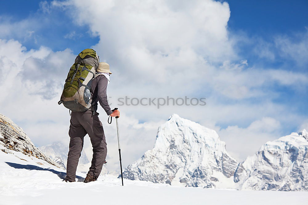 Image, Stock Photo Mountaineer climbs a snowy peak. Chamonix, France, Europe.