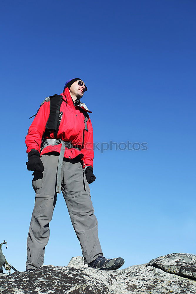 Similar – Hiker photographs the landscape