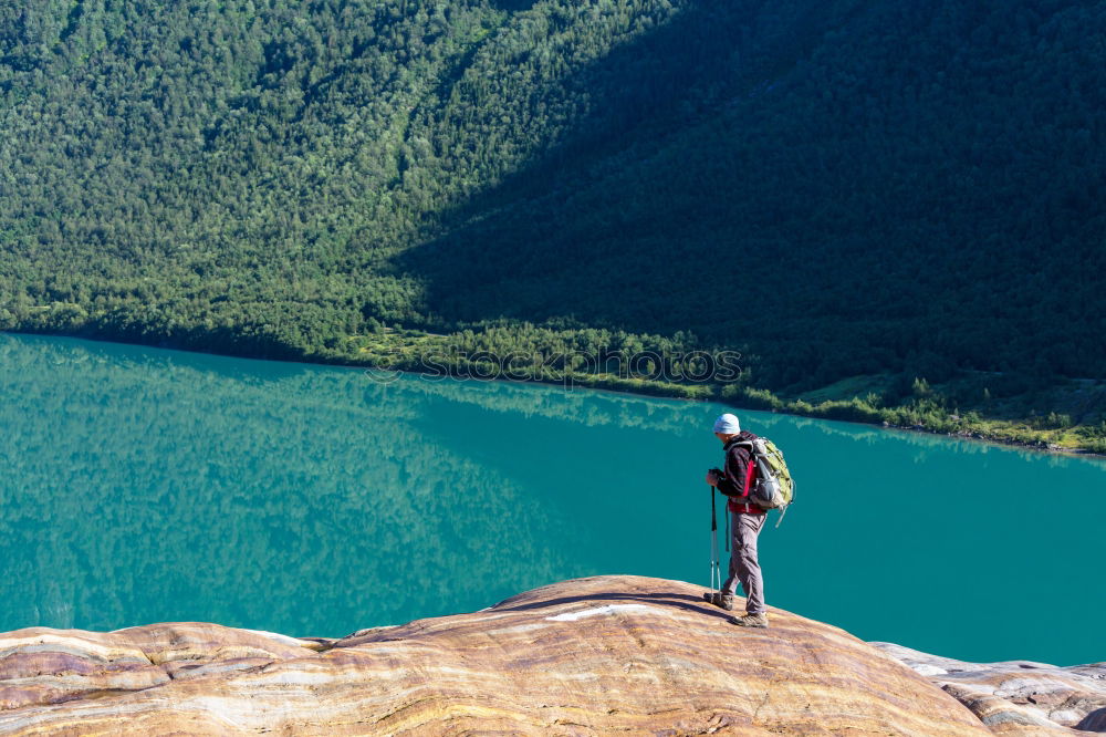 Similar – Image, Stock Photo Boy walking down the mountains