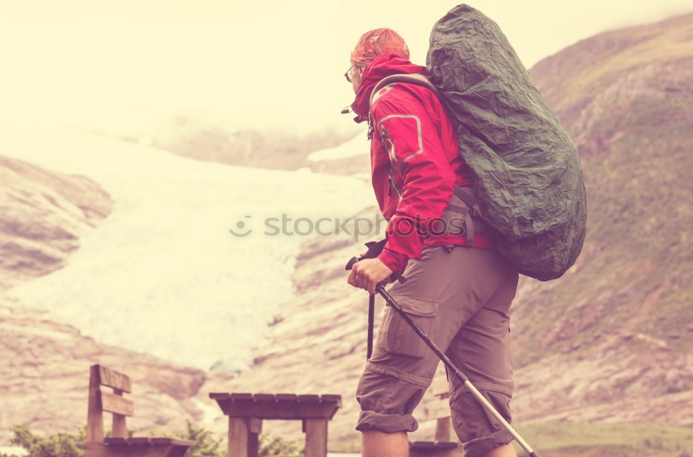 Young Backpacker enjoying of Nature.