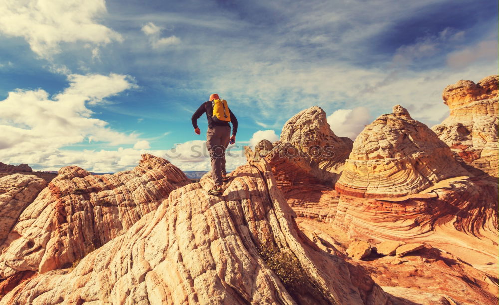 Similar – Image, Stock Photo Hikers on the summit.