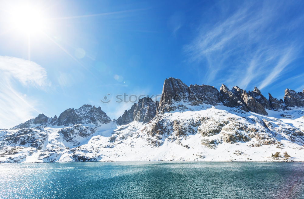 Similar – Image, Stock Photo Alpine panorama with snowy road