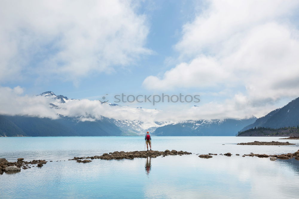 Similar – Image, Stock Photo Woman on bridge in alpine scenery