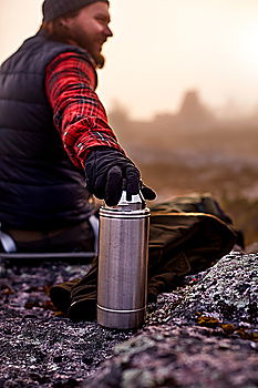 Similar – Image, Stock Photo Woman pausing while doing trekking