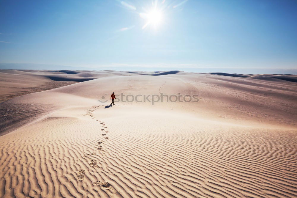 Image, Stock Photo Anonymous man walking on sand hills