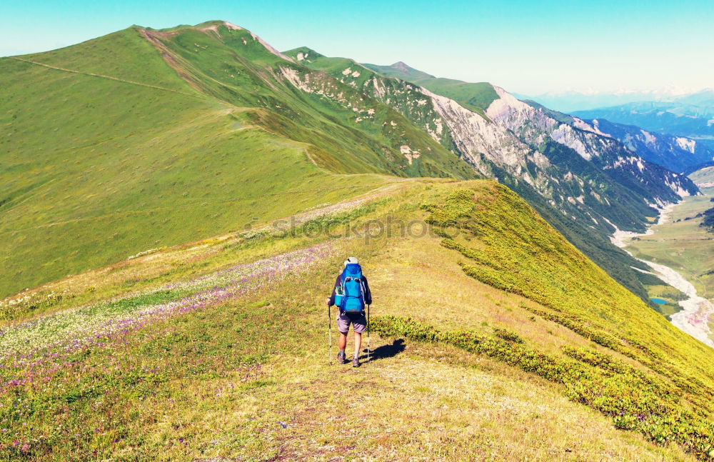 Similar – Image, Stock Photo small! Mountain Hiking