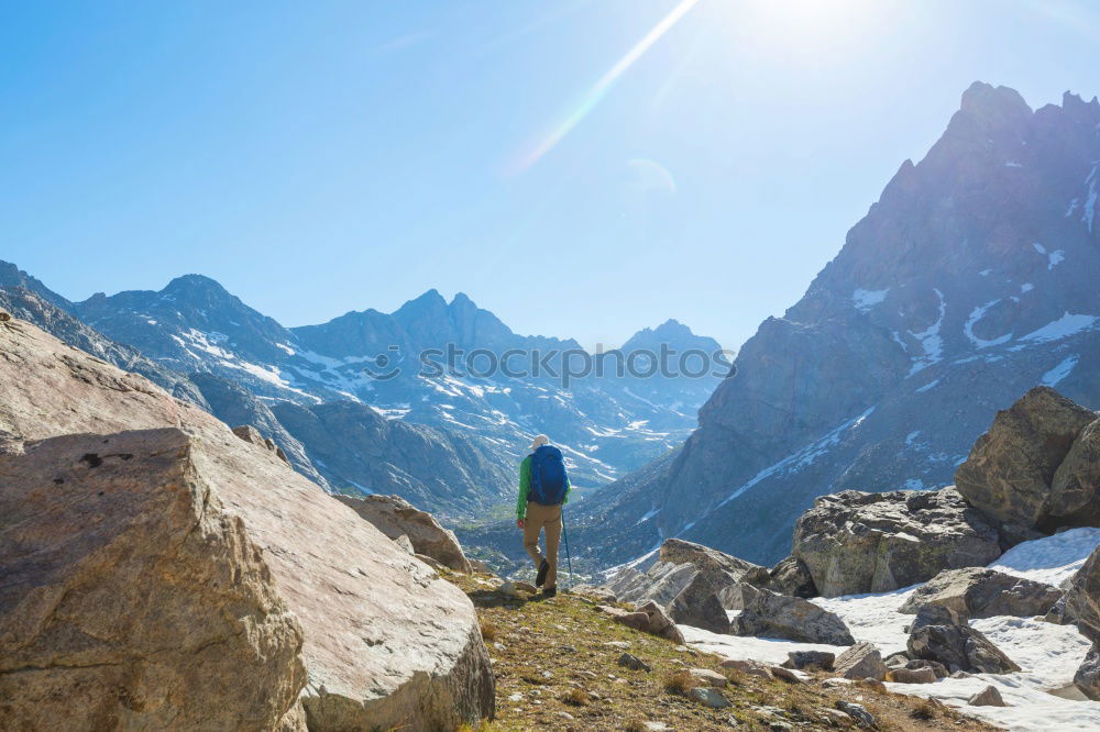 Similar – Hiker photographs the landscape