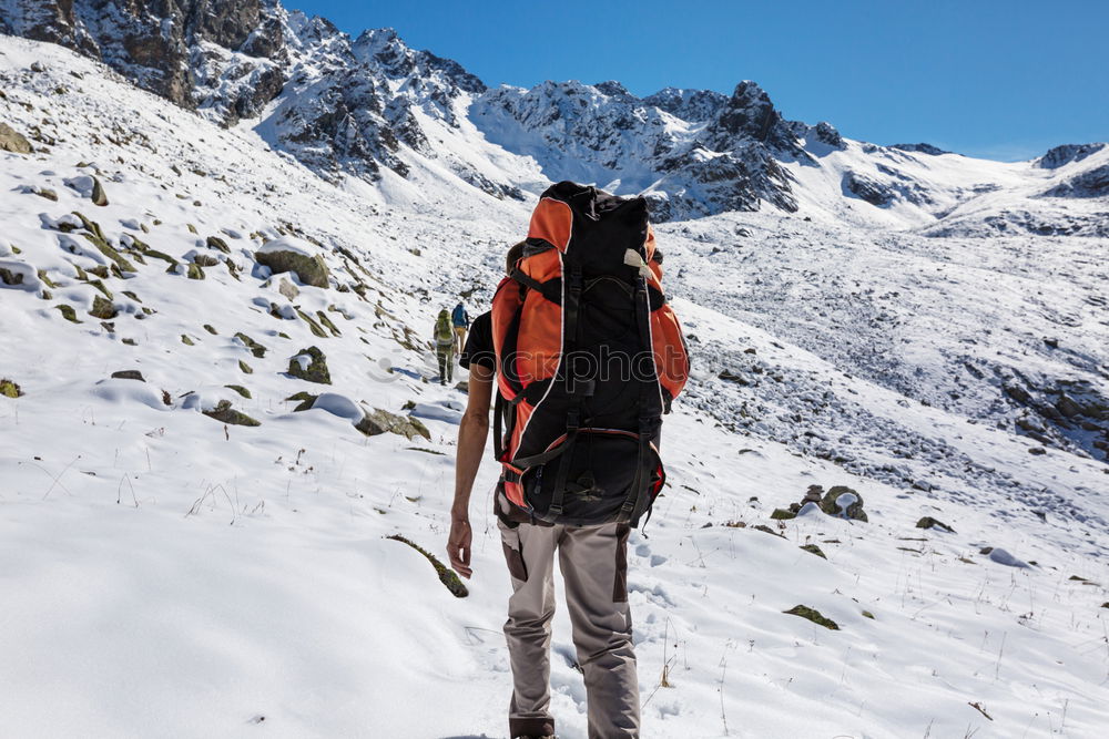 Similar – Image, Stock Photo Man walking through the snow