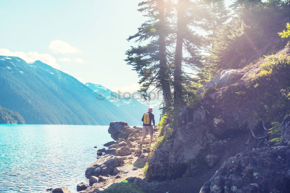 Similar – Man posing in mountains