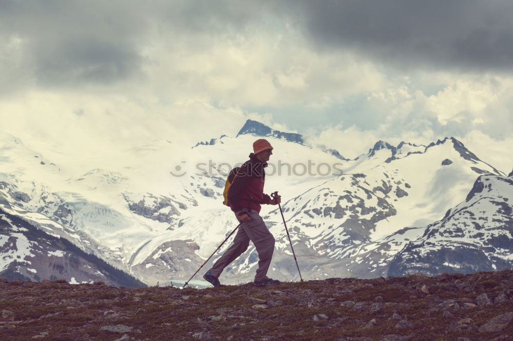 Similar – Image, Stock Photo Handsome tourist at mountain lake