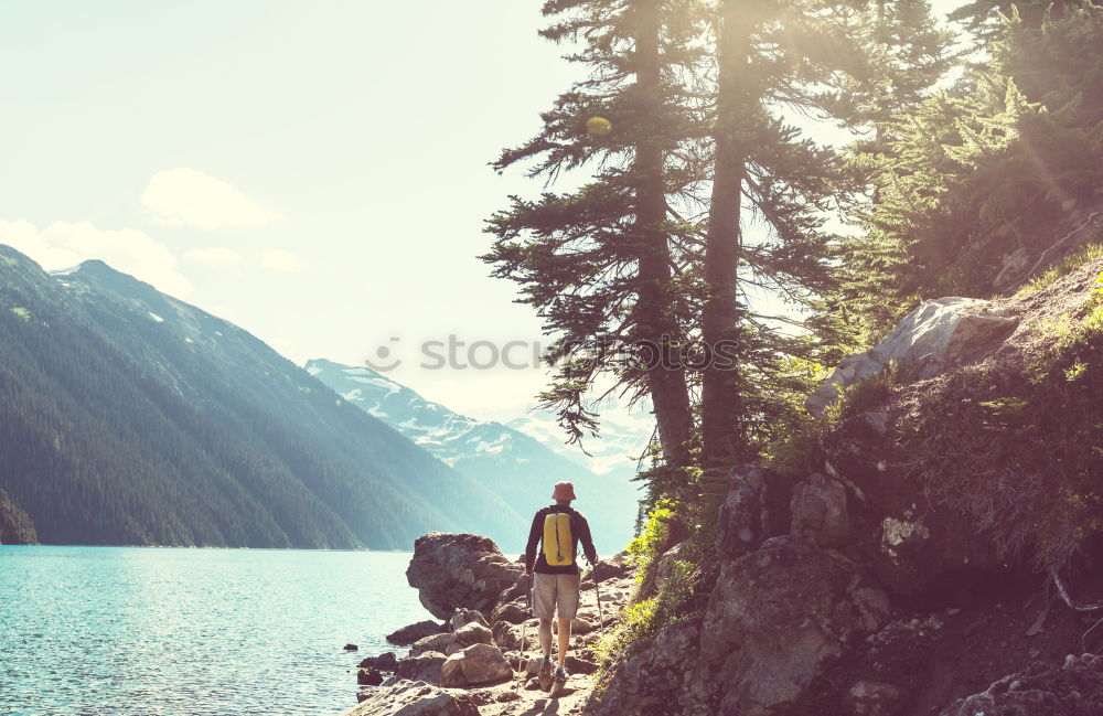 Similar – Man posing in mountains