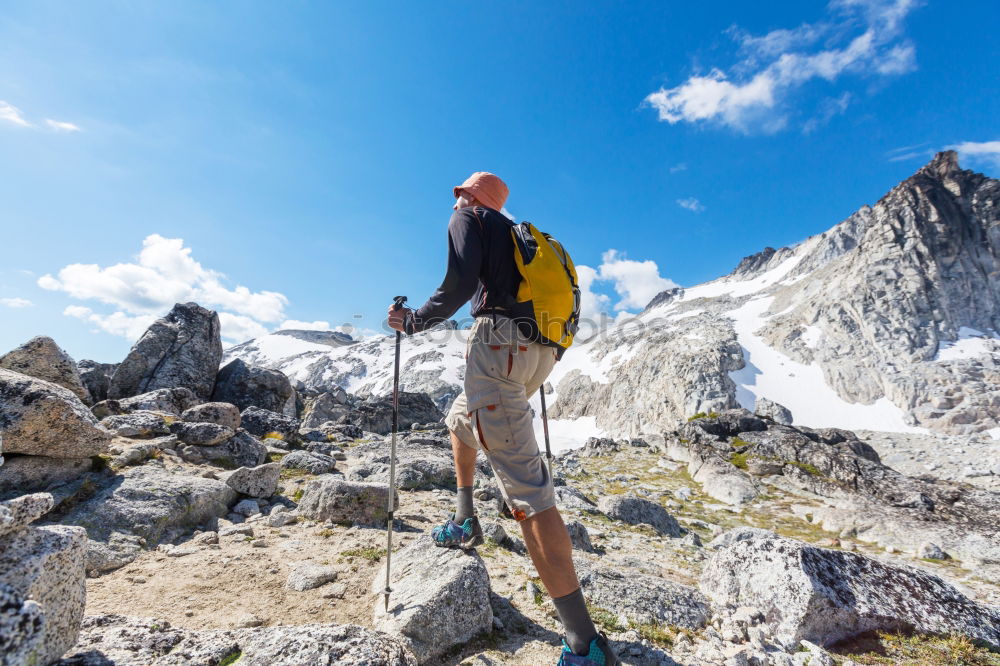 Similar – Woman tourist in mountains