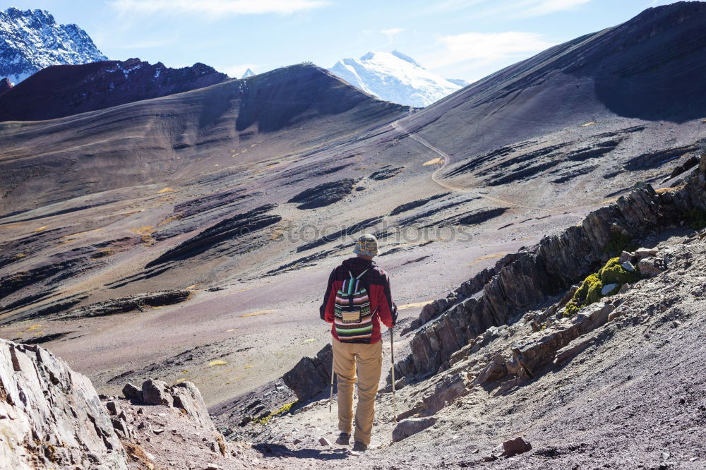 Similar – Image, Stock Photo Young woman hiking, Timmelsjoch E5.