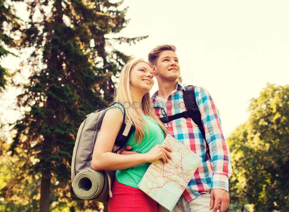 Romantic Young Couple Walking in the City.