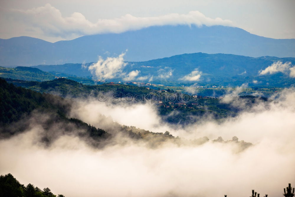 Similar – Image, Stock Photo fog over the mountains and valleys