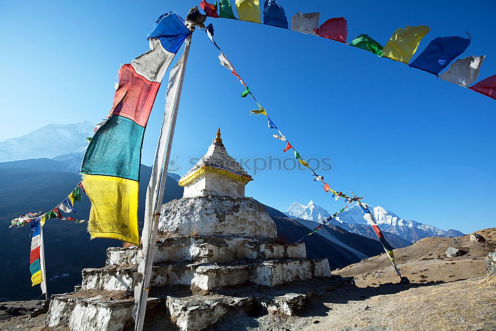 Similar – Buddhist prayer flags flowing in the wind in Himalayas