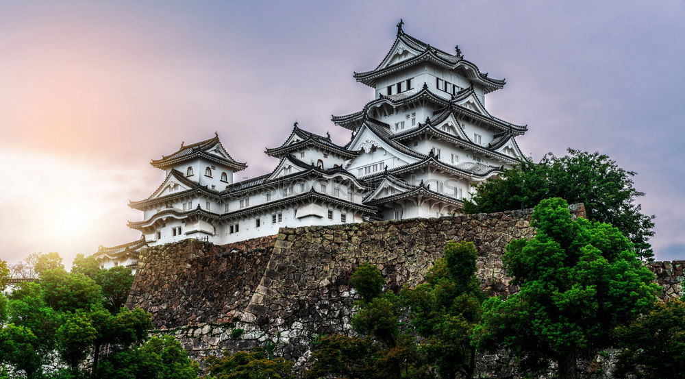 Similar – Oriental temple from below in clouds