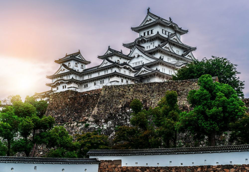 Similar – Oriental temple from below in clouds