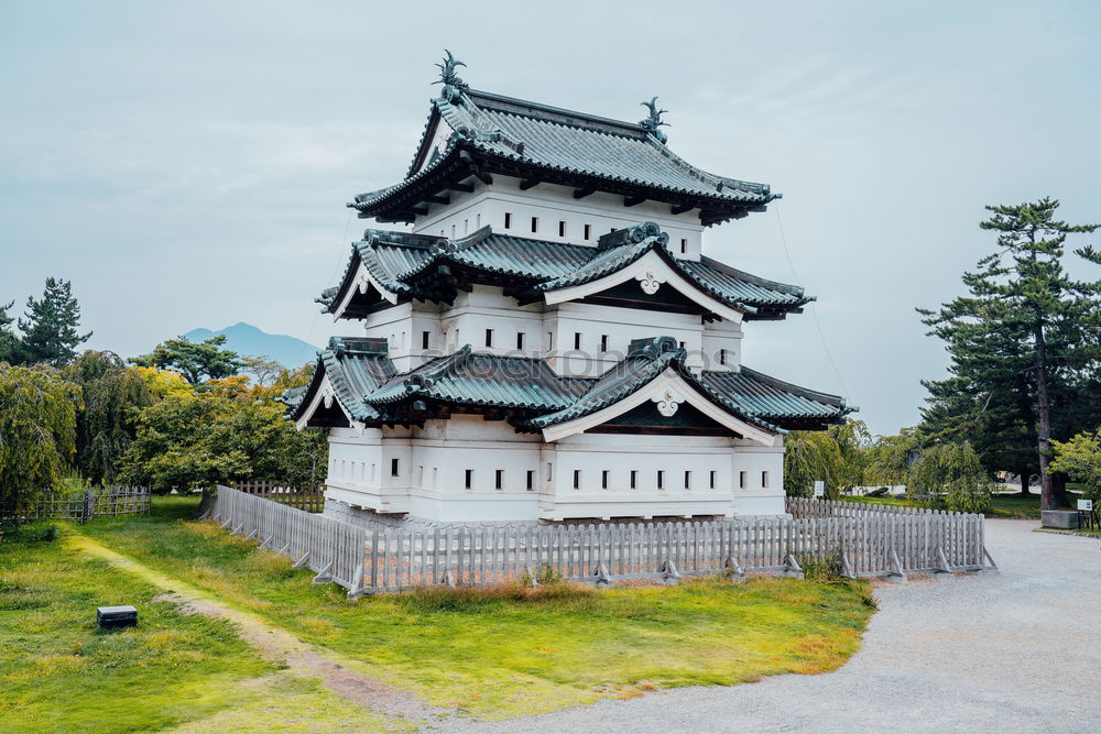 Similar – Oriental temple from below in clouds