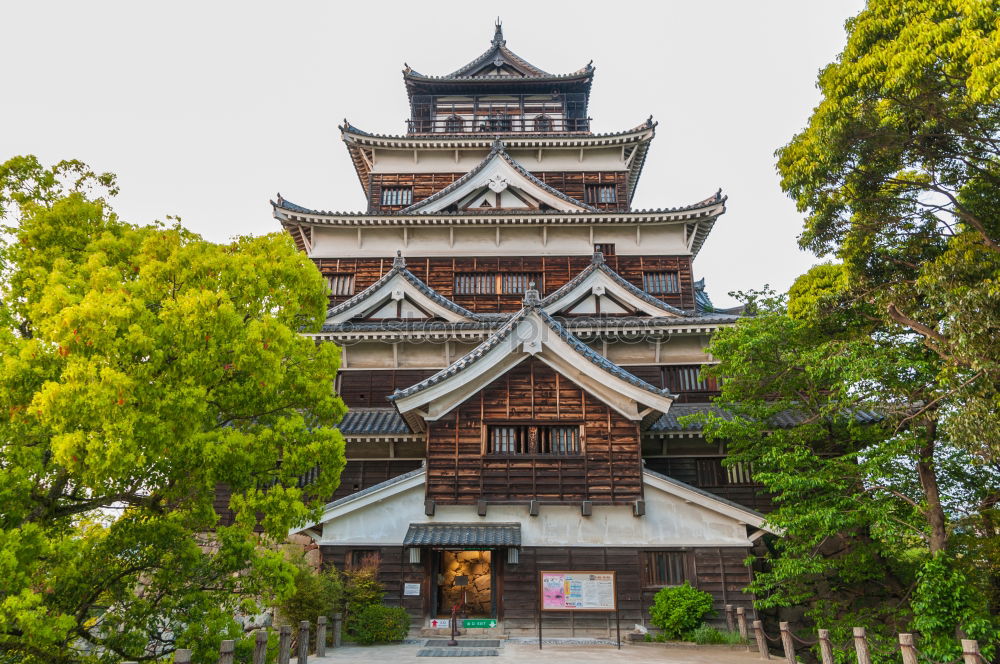 Oriental temple from below in clouds