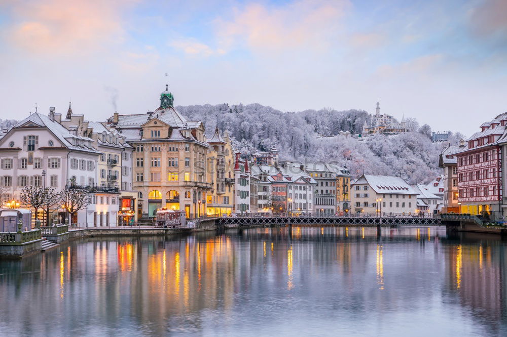 Similar – Image, Stock Photo Hallstatt town on a snowy day