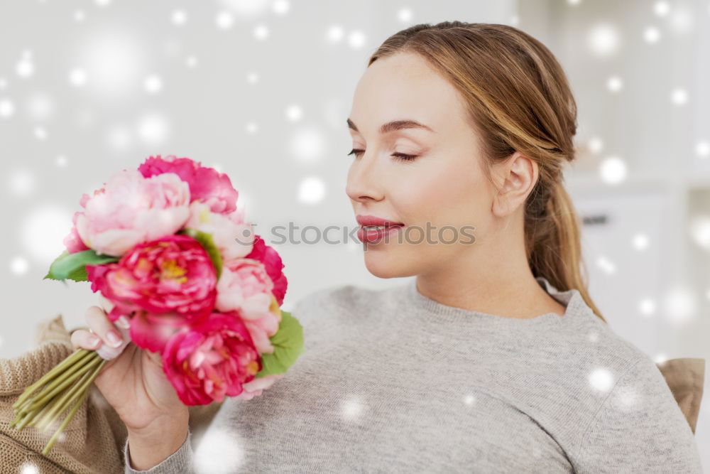 Similar – Image, Stock Photo Beautiful Girl And Purple Roses Flower Bouquet Present