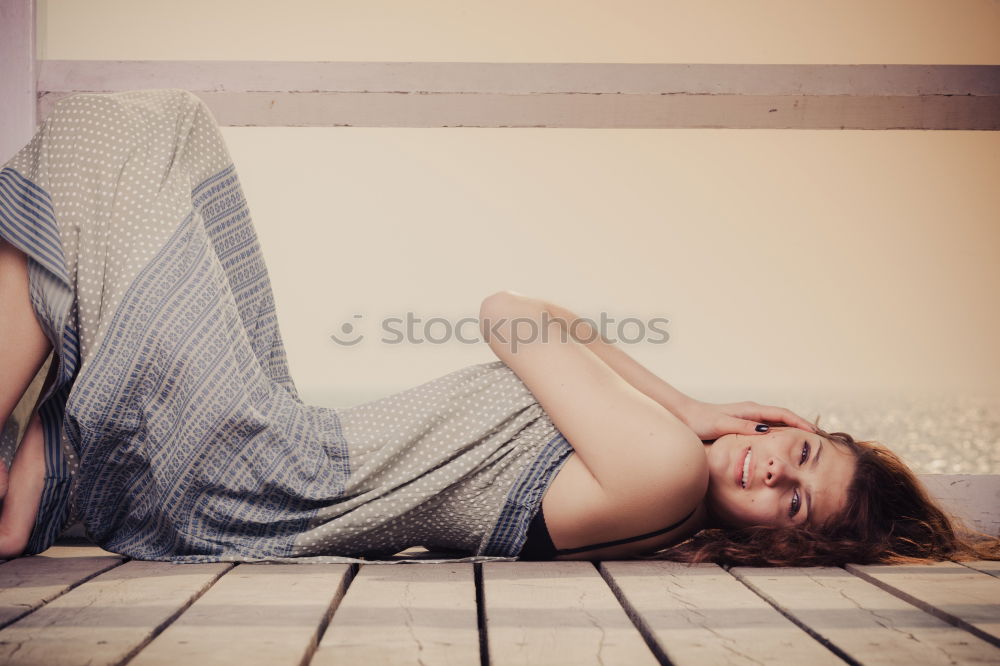 Similar – Image, Stock Photo Woman with orange swimsuit in pool