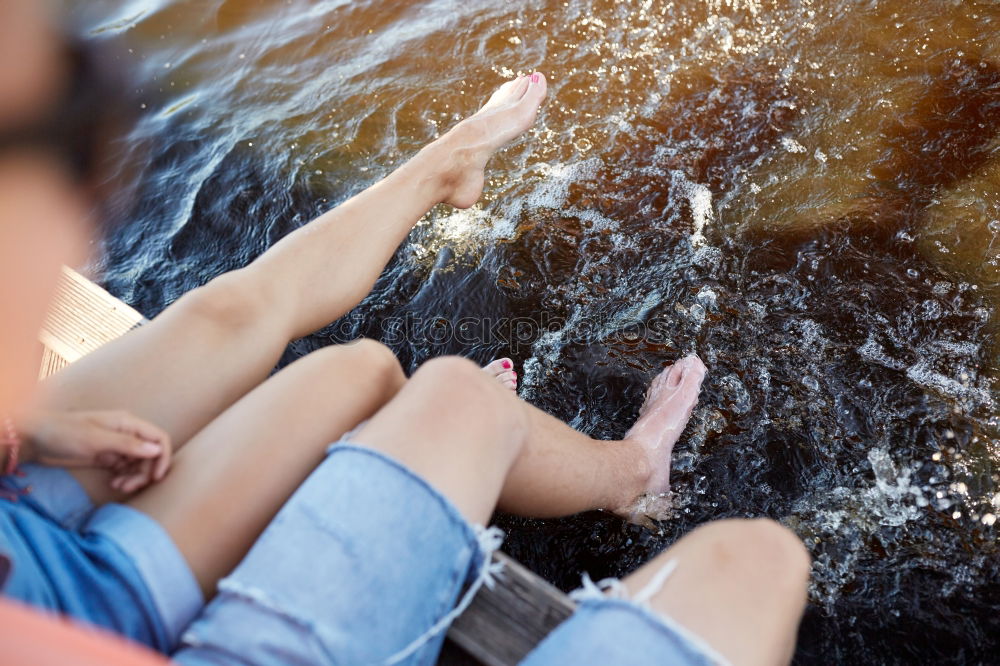 Similar – Image, Stock Photo Young boy taking pure water from a river in the hands