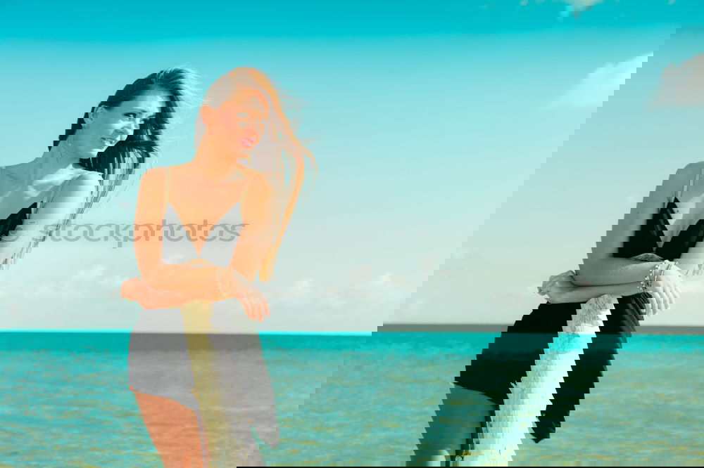 Image, Stock Photo Girl at Bavaro Beaches in Punta Cana, Dominican Republic