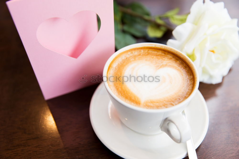 Similar – Image, Stock Photo cup of hot black coffee and a bouquet