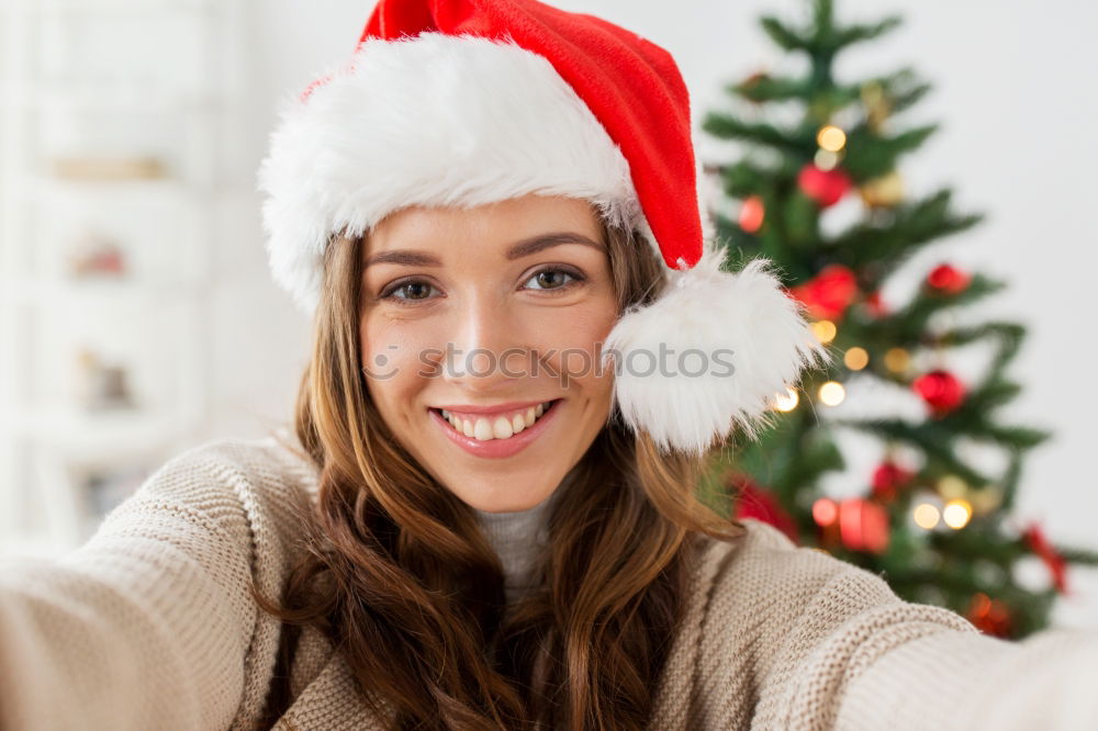 Image, Stock Photo little girl holding small gift and smile