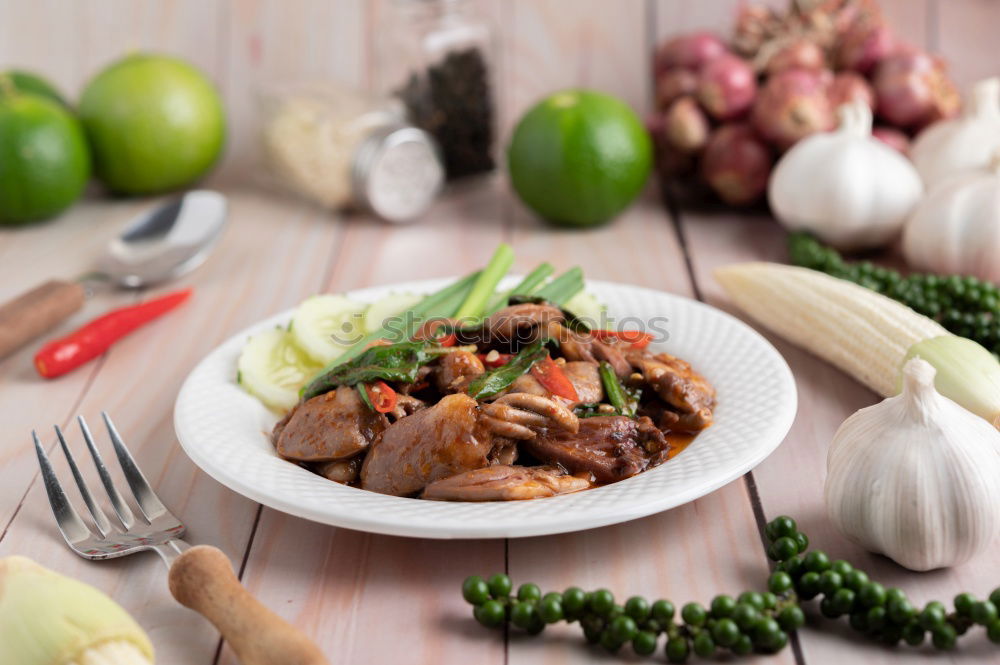 Similar – Image, Stock Photo Balanced diet: beef, steamed vegetables and rice