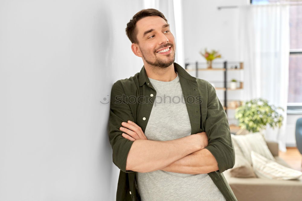 Similar – Image, Stock Photo Happy young man seating in a restaurant