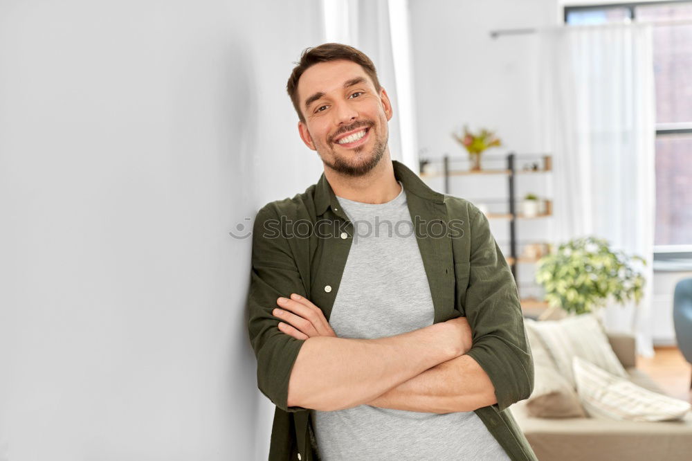Similar – Image, Stock Photo Happy young man seating in a restaurant