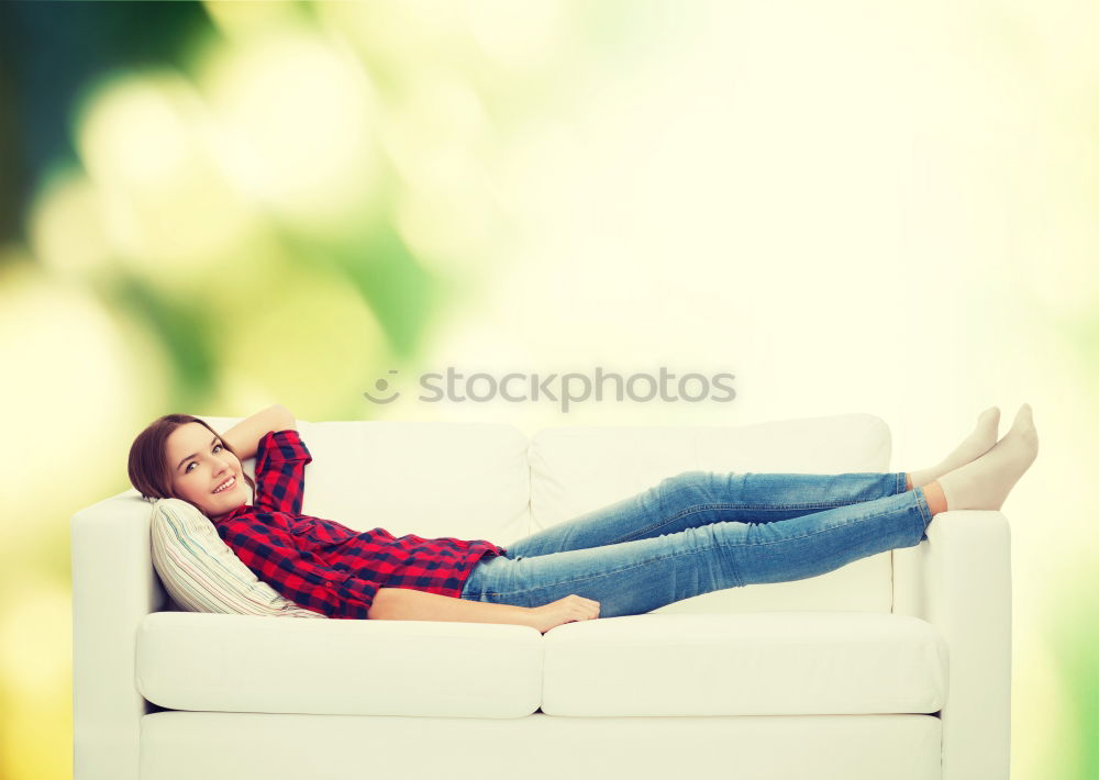 Similar – Image, Stock Photo AST 9 | Flower of the Orient: An unknown beautiful woman with blue eyes lies on a sofa